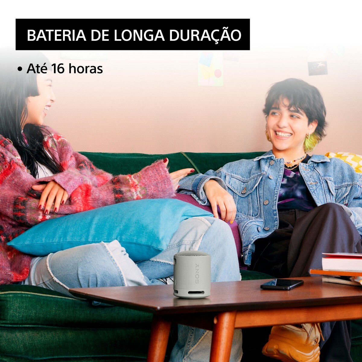 Coluna Portátil Sony SRSXB100H Compacta, Som Potente e Nítido com Bluetooth - Cinzento Cinzento-claro-5