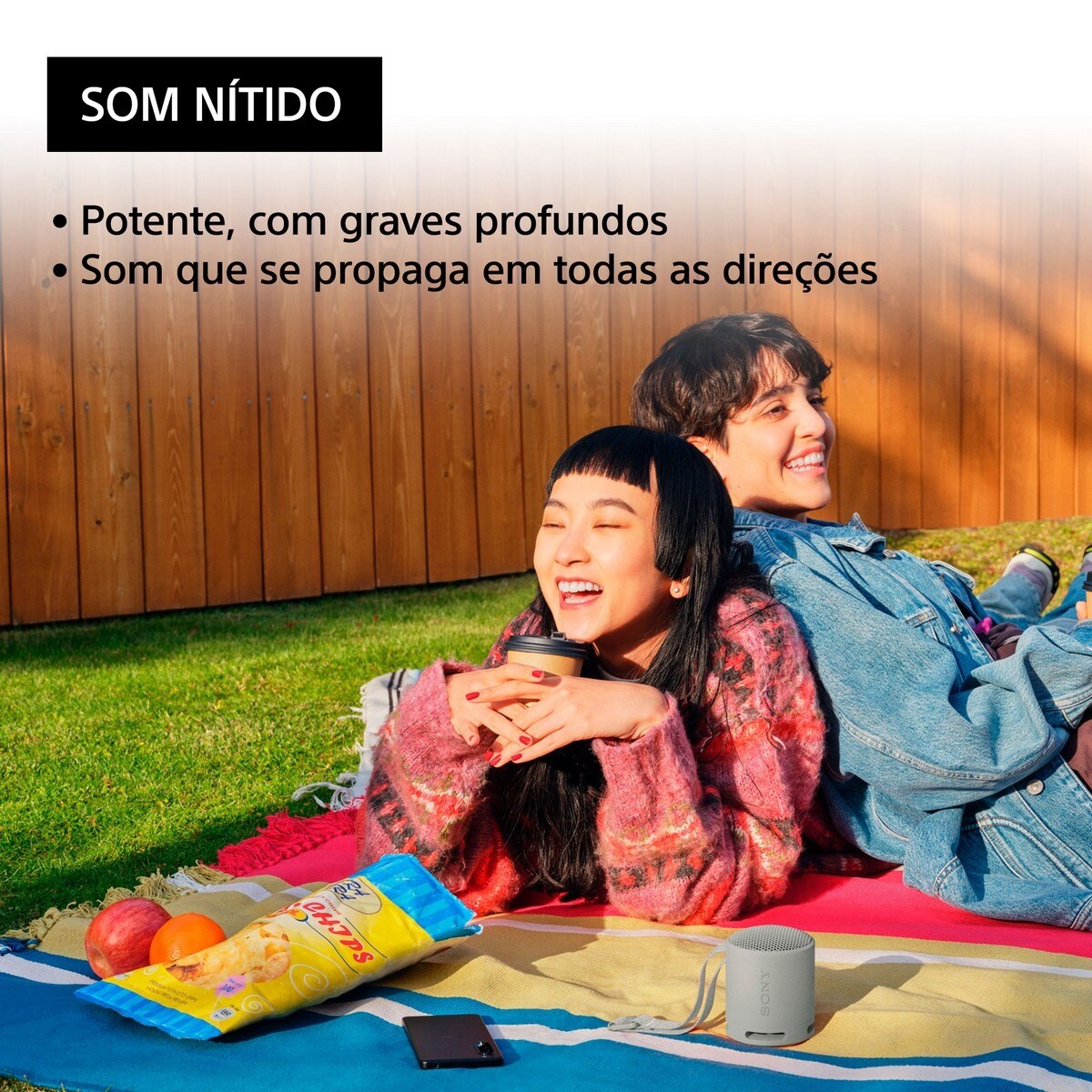 Coluna Portátil Sony SRSXB100H Compacta, Som Potente e Nítido com Bluetooth - Cinzento Cinzento-claro-3