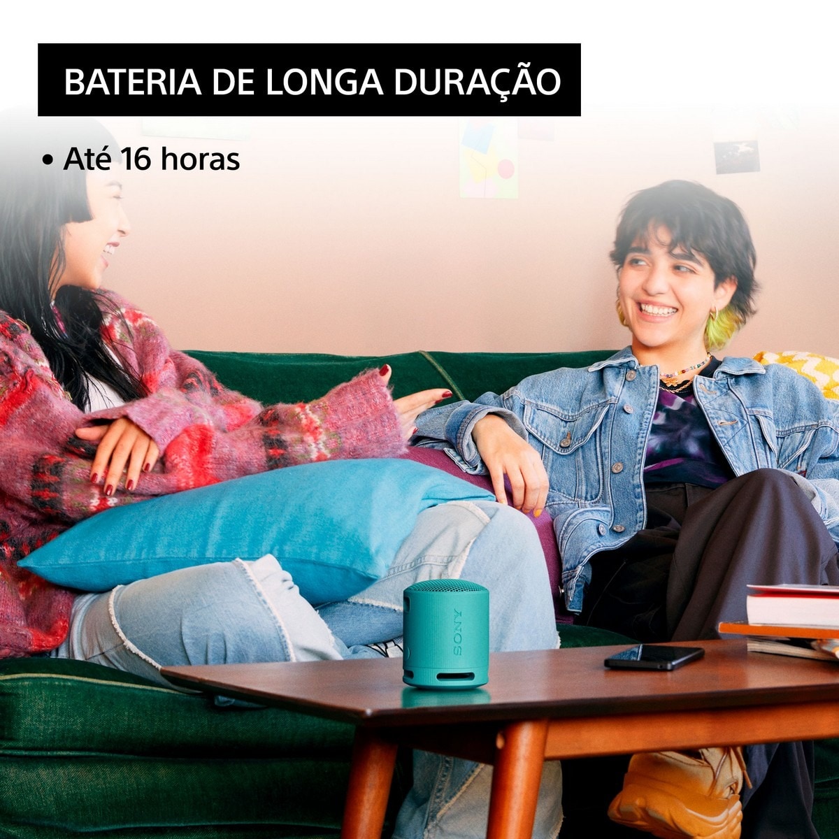 Coluna Portátil Sony SRSXB100L Compacta, Som Potente e Nítido com Bluetooth - Azul Azul-5