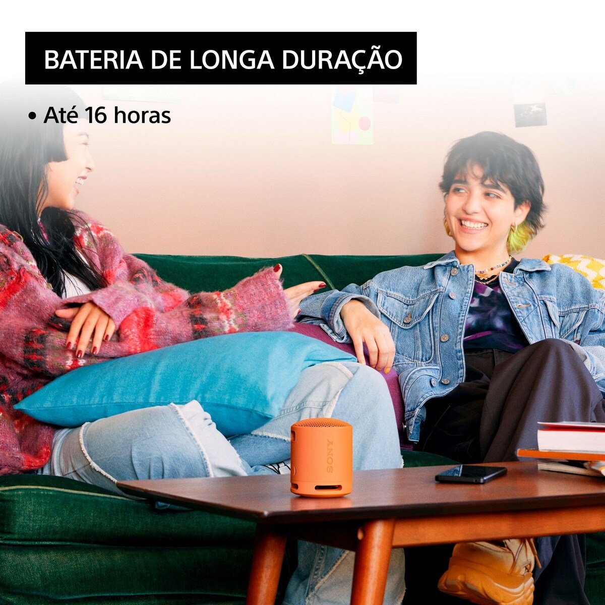 Coluna Portátil Sony SRSXB100D Compacta, Som Potente e Nítido com Bluetooth - Laranja Laranja-5