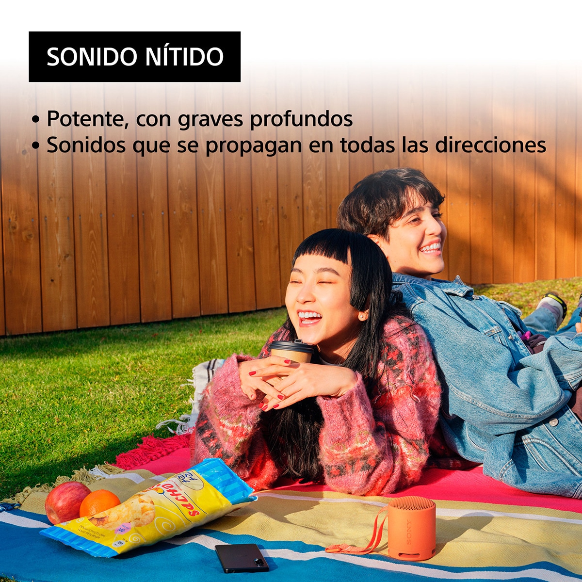 Altavoz Bluetooth portátil Sony SRS-XB100, compacto y potente, 16 horas de batería, resistente al agua y al polvo IP67. Ecológico. Naranja. Naranja-3