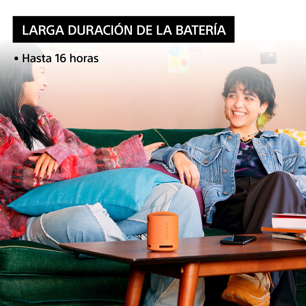 Altavoz Bluetooth portátil Sony SRS-XB100, compacto y potente, 16 horas de batería, resistente al agua y al polvo IP67. Ecológico. Naranja. Naranja-5