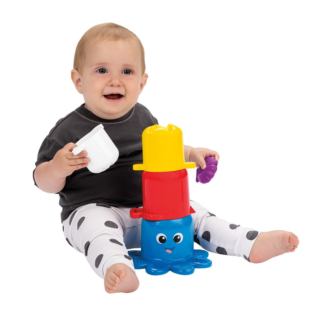 Baby Einstein Ocean Explorers – Tazze Impilabili Multisensoriali Opus Stack & Stream, 5 Pezzi, Gioco Acqua Con Polpo Che Cambia Colore, 3+ Mesi - 4