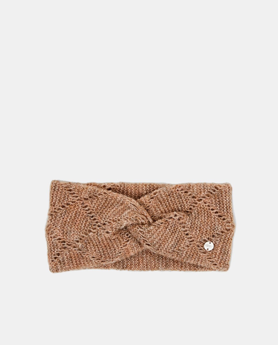 Bandeau en maille en matière recyclée et laine ajouré