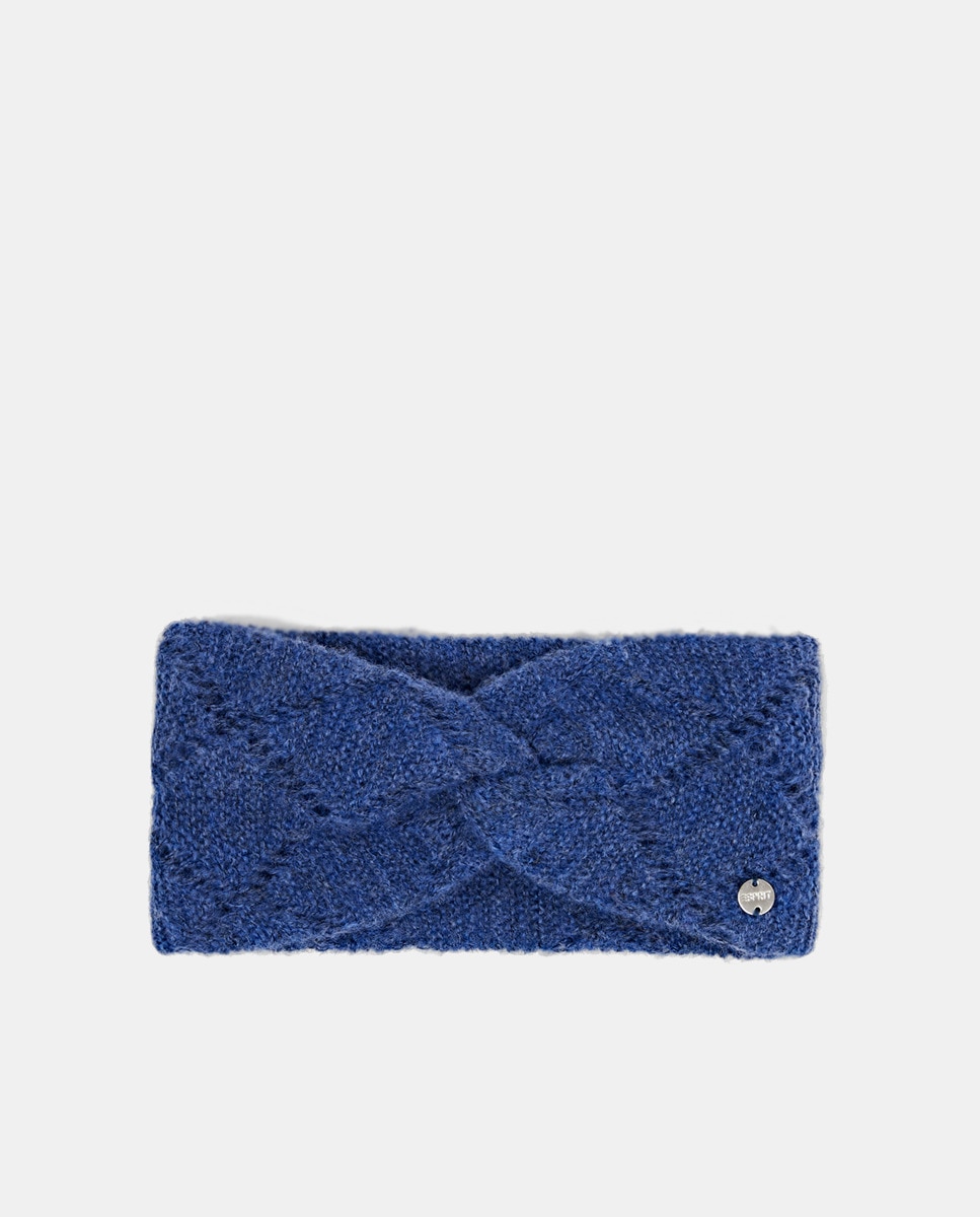 Bandeau en maille en matière recyclée et laine ajouré