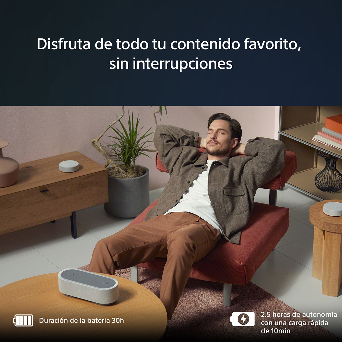 Sistema de cine en casa portátil Sony HT-AX7, sonido cinematográfico 360 Spatial Sound, hasta 30 horas de duración de la batería, Bluetooth 8