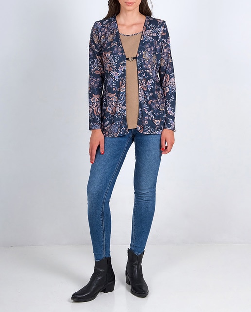 Imagen 0 de Conjunto simulado de mujer cuello redondo manga larga