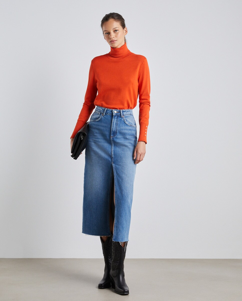 Pull fin à col roulé