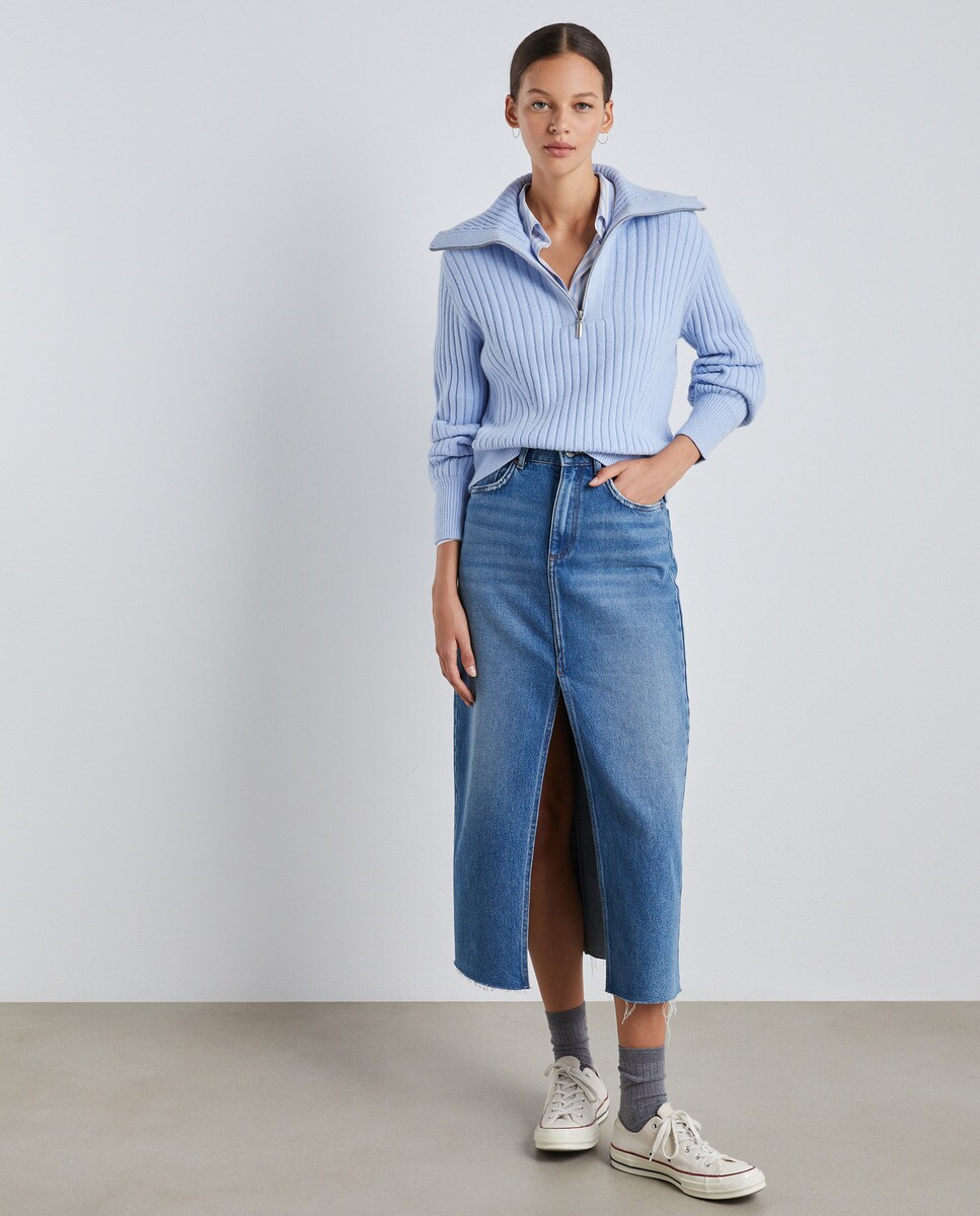 Pull côtelé à manches longues