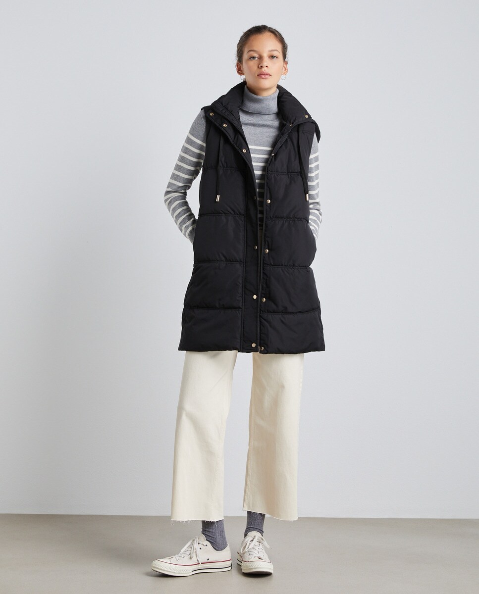 Doudoune sans manches longue à capuche