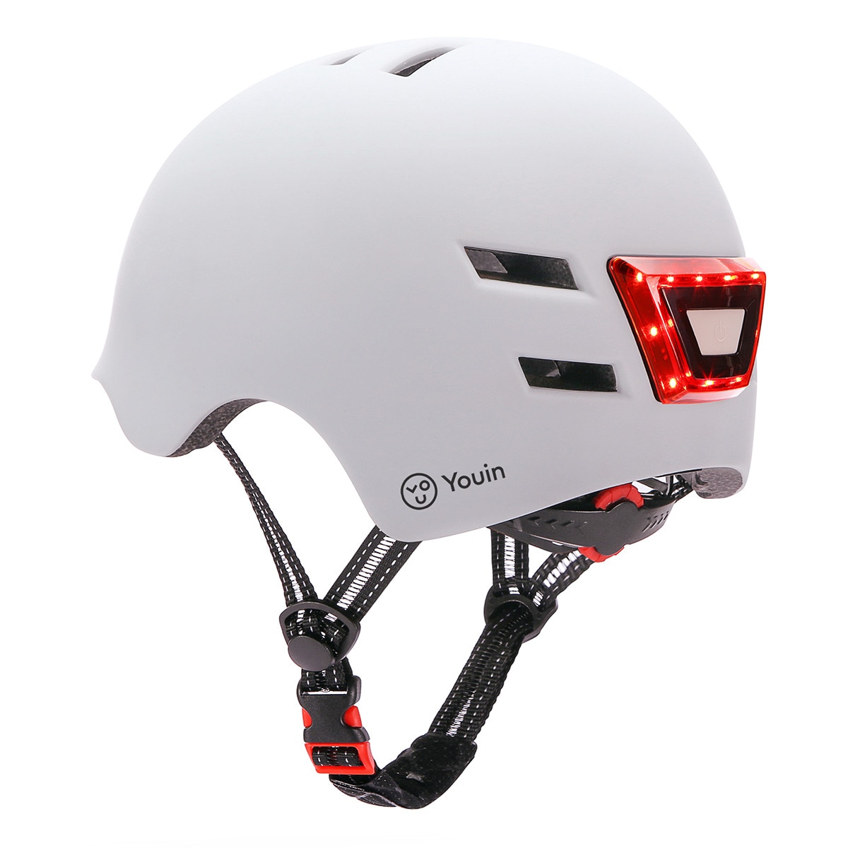 Capacete Youin com LED Frontal e Traseiro (tamanho M) - Branco Branco-2