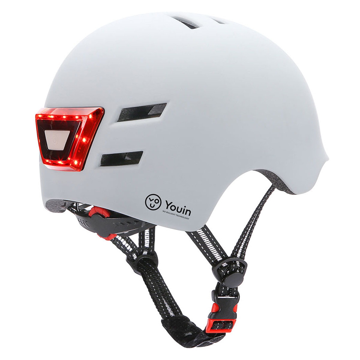 Capacete Youin com LED Frontal e Traseiro (tamanho M) - Branco Branco-3