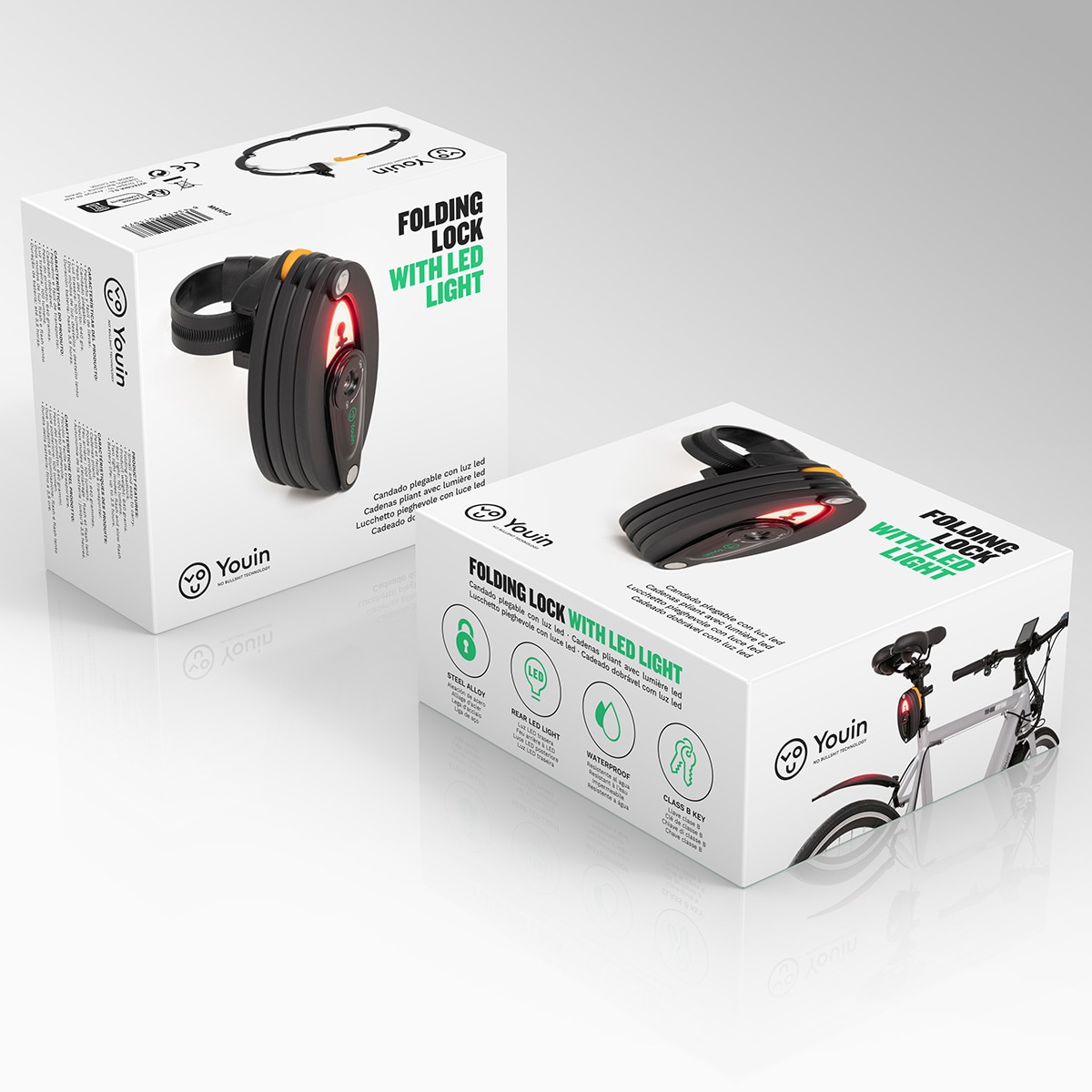 Candado Youin MA1019 plegable, con luz LED Negro-4