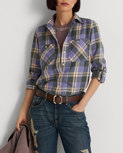 Imagen 0 de Camisa de mujer de sarga de cuadros