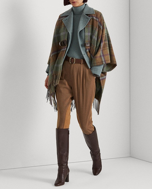 Imagen 0 de Poncho de mujer de mezcla de lana con flecos