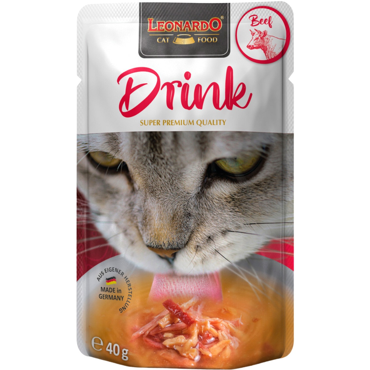 Alimento Húmido para Gato Drink sabor Vaca embalagem 40 g