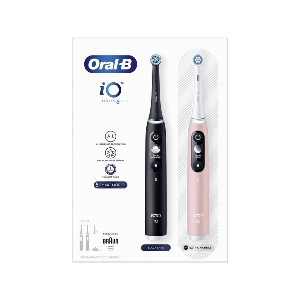 Escova de Dentes Elétrica Oral-B Braun iO 6 Duo - Preto e Rosa Preto / Rosa-2