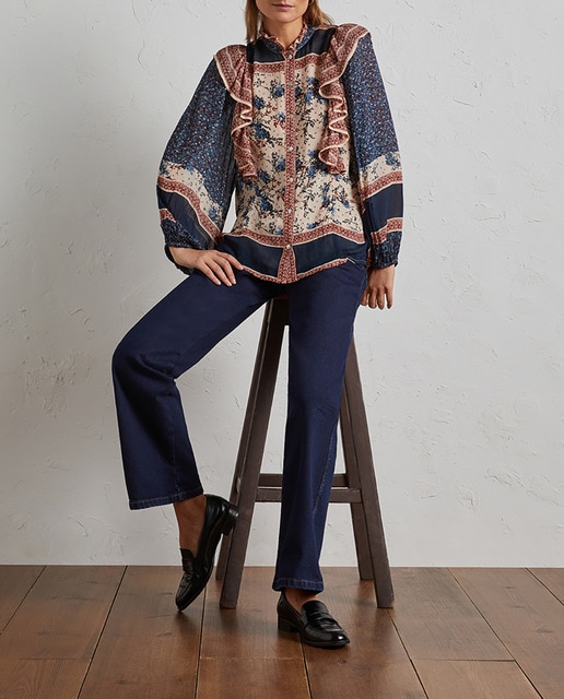 Imagen 0 de Blusa de mujer manga larga con estampado de flores