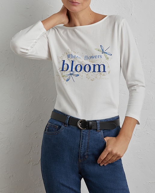 Imagen 0 de Camiseta de mujer manga 3/4 cuello barco