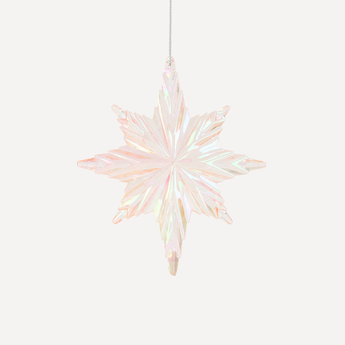 Enfeite Snowflake Iridescente Rosa-1
