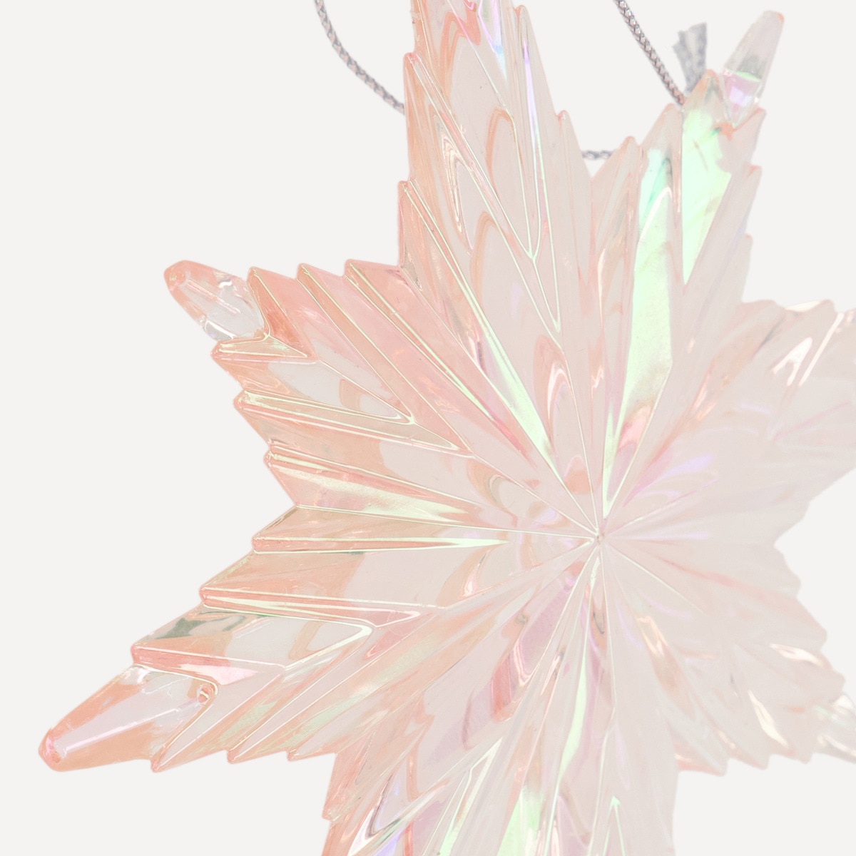 Enfeite Snowflake Iridescente Rosa-2