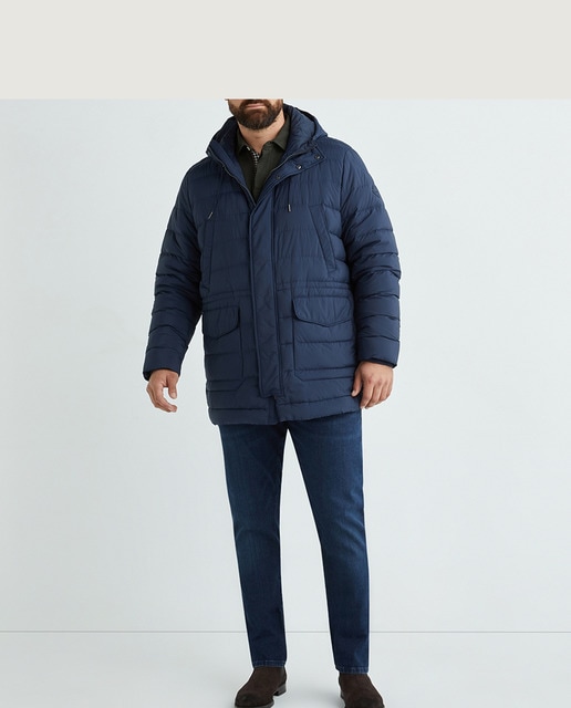 Imagen 0 de Parka de hombre guateada con relleno ligera con capucha fija tallas grandes