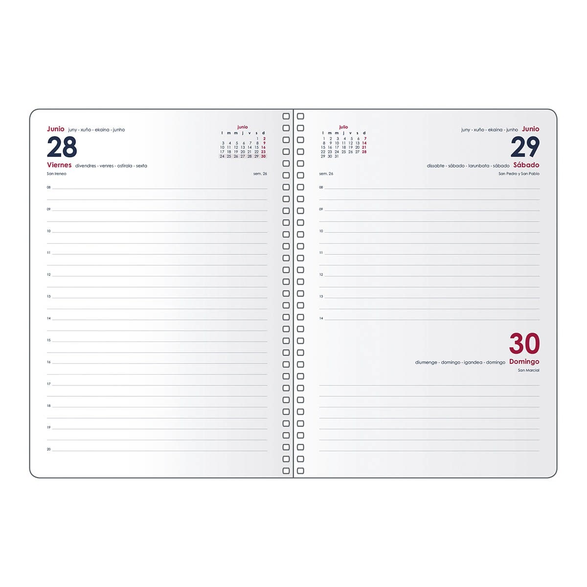 Agenda día página 15 x 21 cm. Metrópoli Dohe azul castellano Azul-2