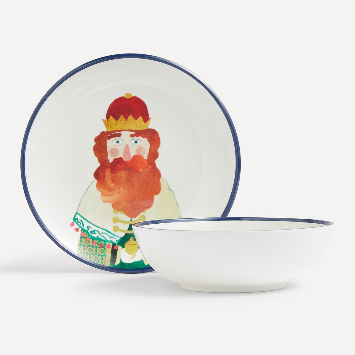 Pack de 2 assiettes à dessert et bol Rois mages Gaspard Noël