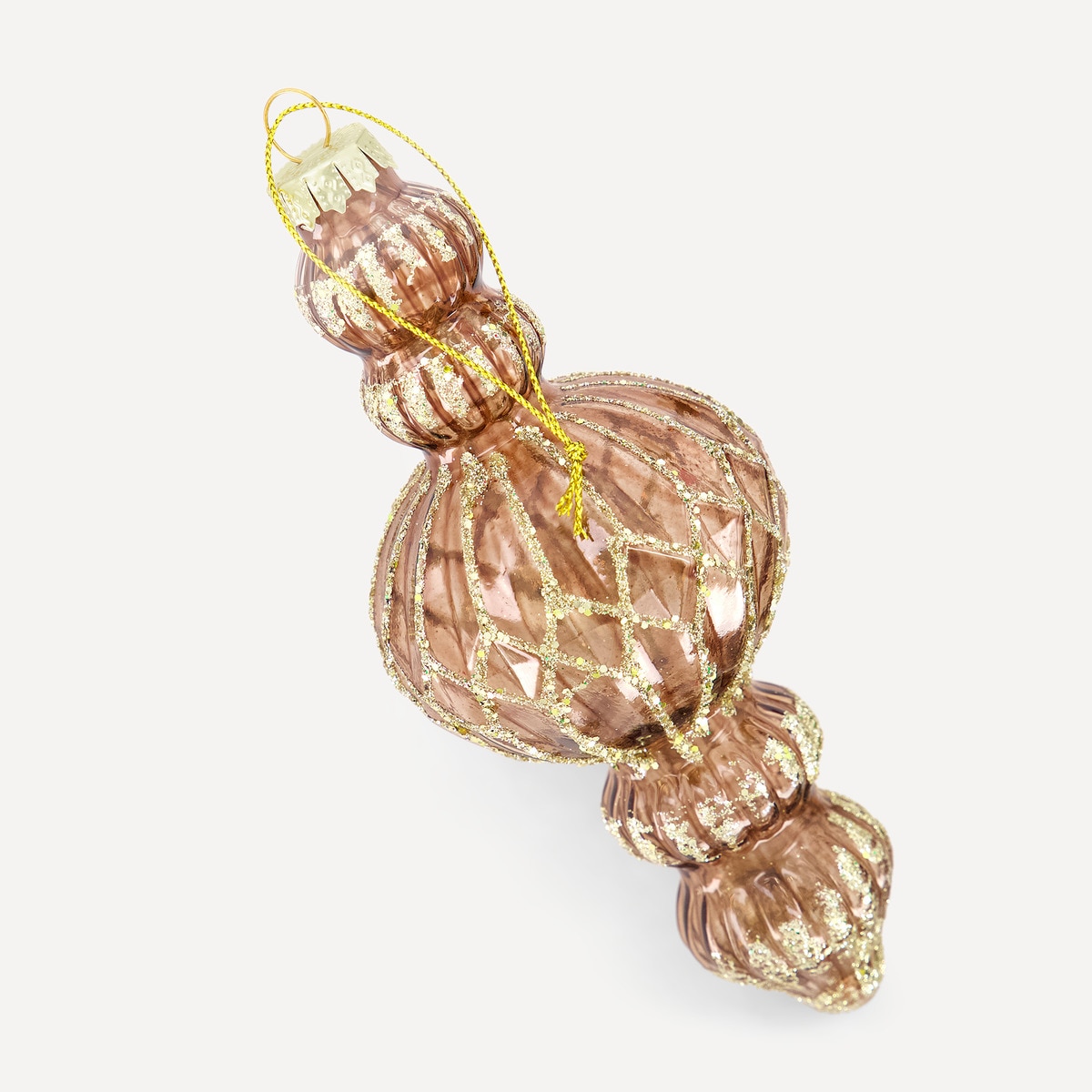 Enfeite de Cristal Comprido com Glitter Castanho-2