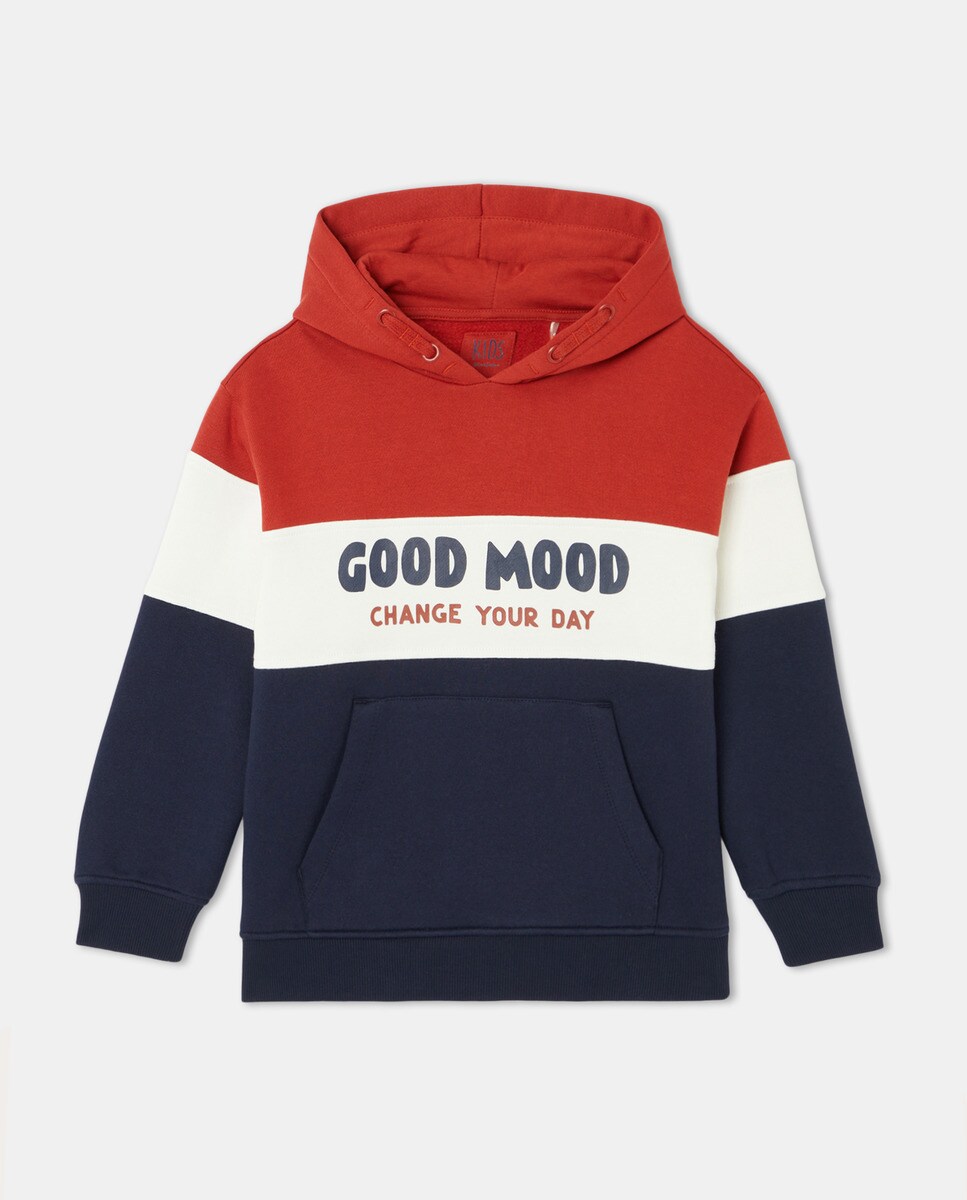 Sweat fermé à capuche coupe effet rayures