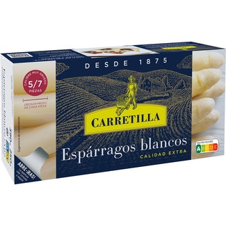 espárragos blancos extra muy gruesos 5-7 piezas lata 250 g neto escurrido - Carretilla