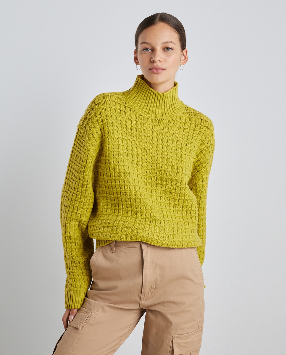 Pull col cheminée texturé