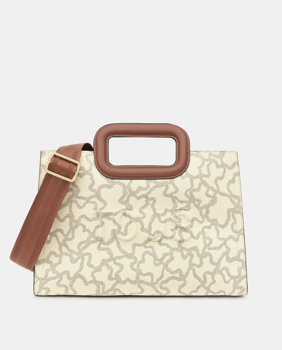 Mala Shopper Média Estampada com Alça Dupla - Bege Bege-1