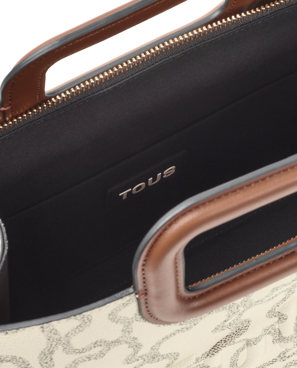 Mala Shopper Média Estampada com Alça Dupla - Bege Bege-3