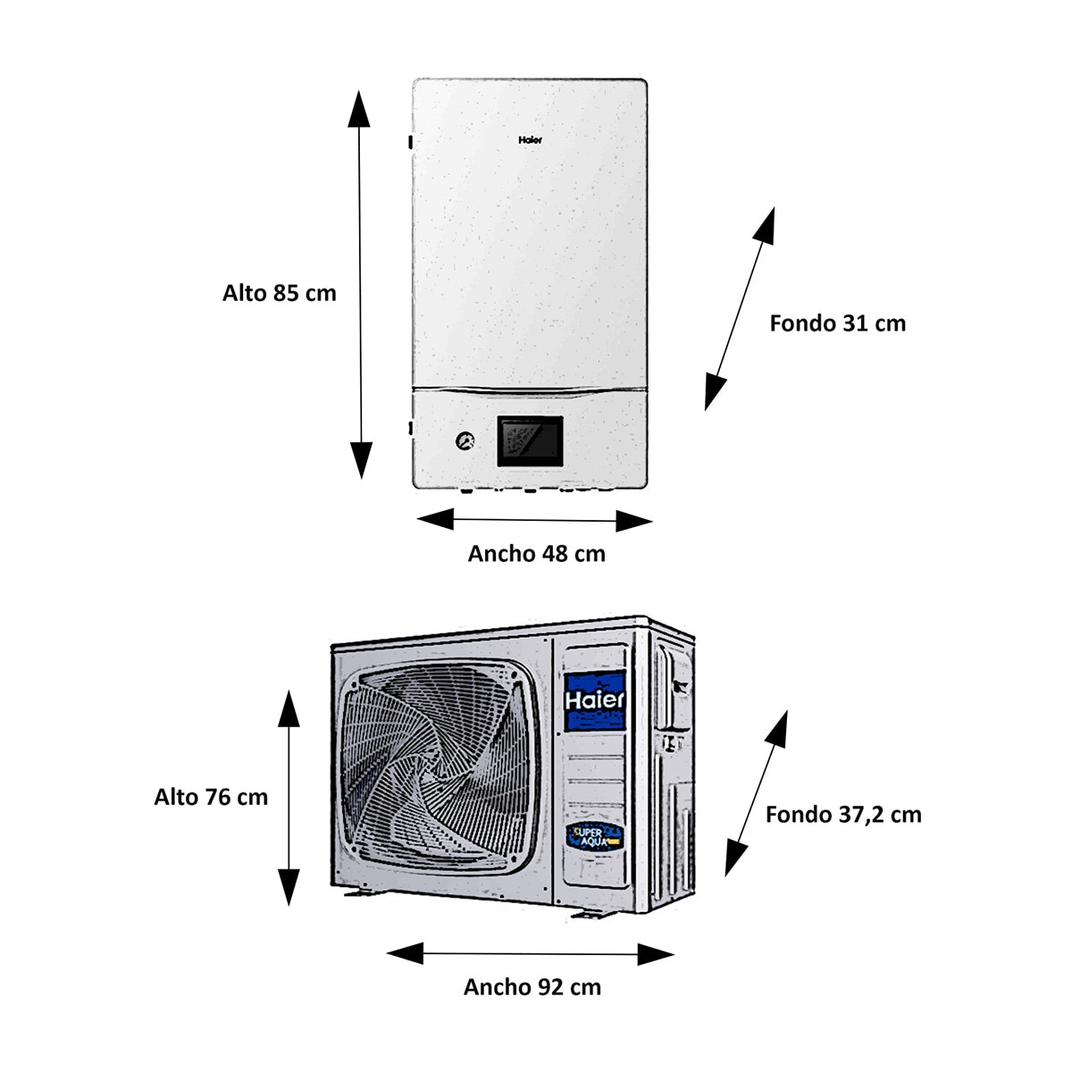 Aerotermo Split Haier con bomba de calor - SUPER AQUA S6 Blanco-2