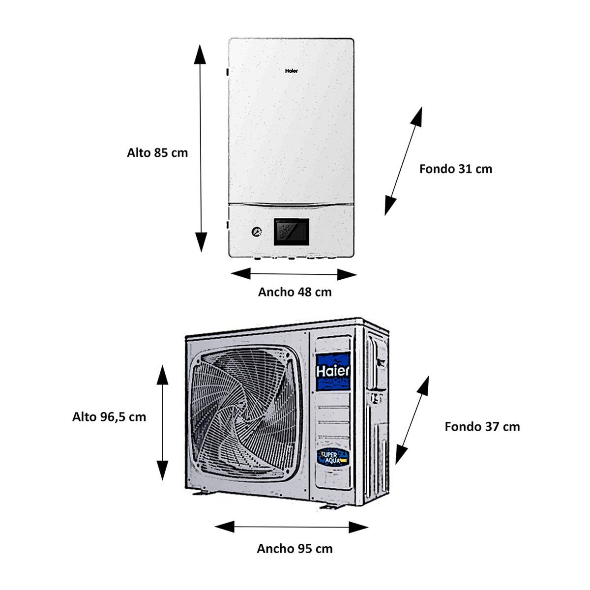 Aerotermo Split Haier con bomba de calor - SUPER AQUA S10 Blanco-2
