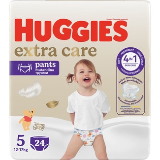 pañales hipoalergénicos Extra Care con cuidado de la piel 4 en 1 talla 5 (12-17 kg) bolsa 24 unidades - Huggies