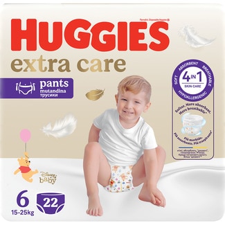 pañales hipoalergénicos Extra Care con cuidado de la piel 4 en 1 talla 6 (15-25 kg) bolsa 22 unidades - Huggies