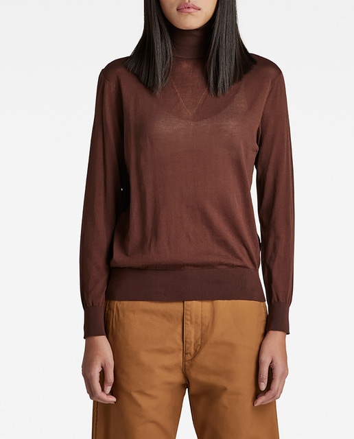 Imagen 0 de Jersey de mujer Core Roll Neck Knitted de corte recto y ligeramente transparente