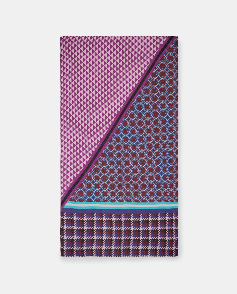 Foulard lilas à imprimé combiné