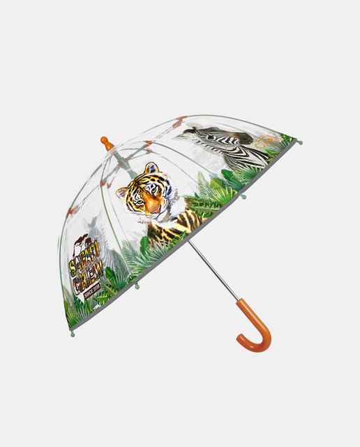 Imagem 0 de Guarda-Chuva Infantil Comprido Manual Transparente com Estampado de Animais