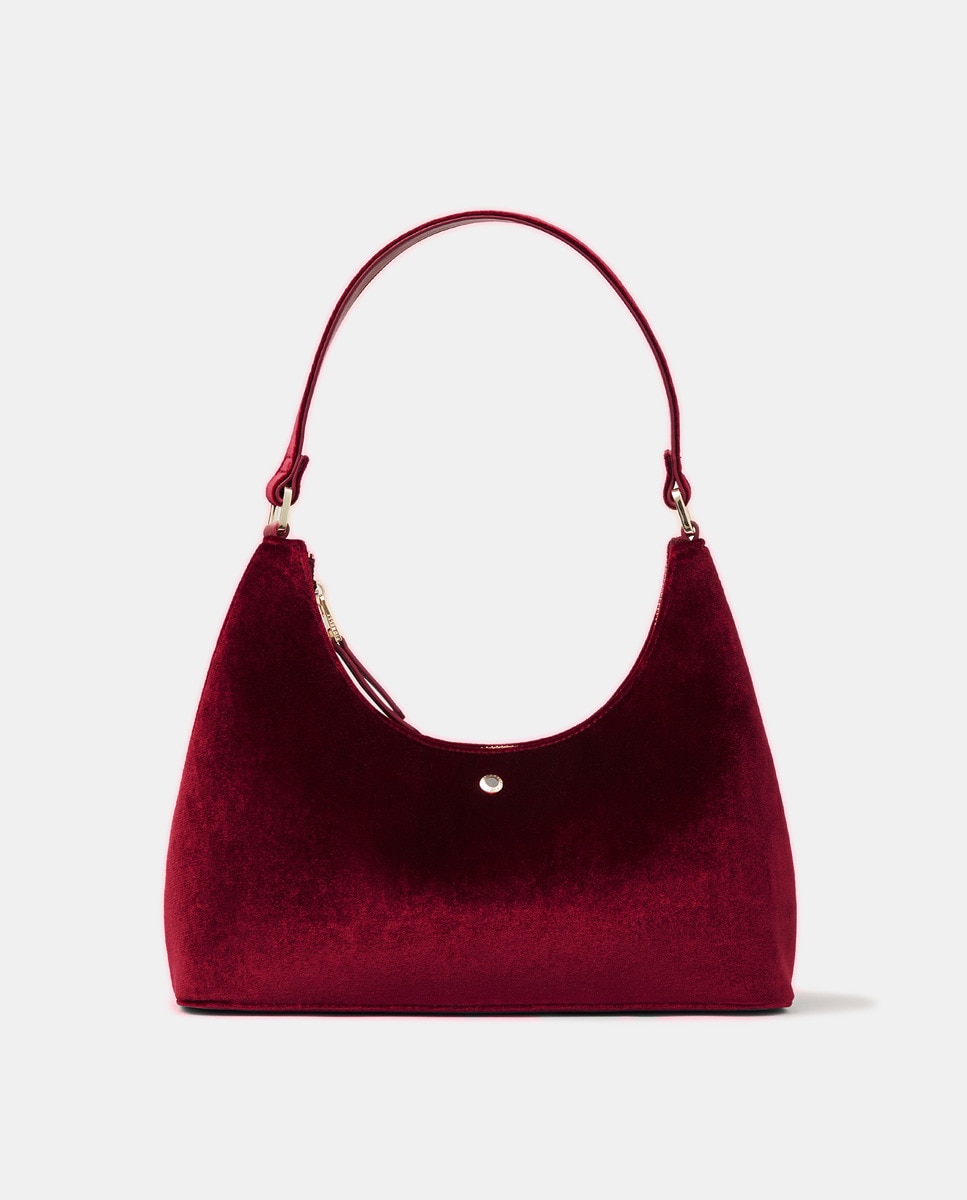 Mala Hobo Média Vega com Lantejoulas - Preto Fúcsia-1