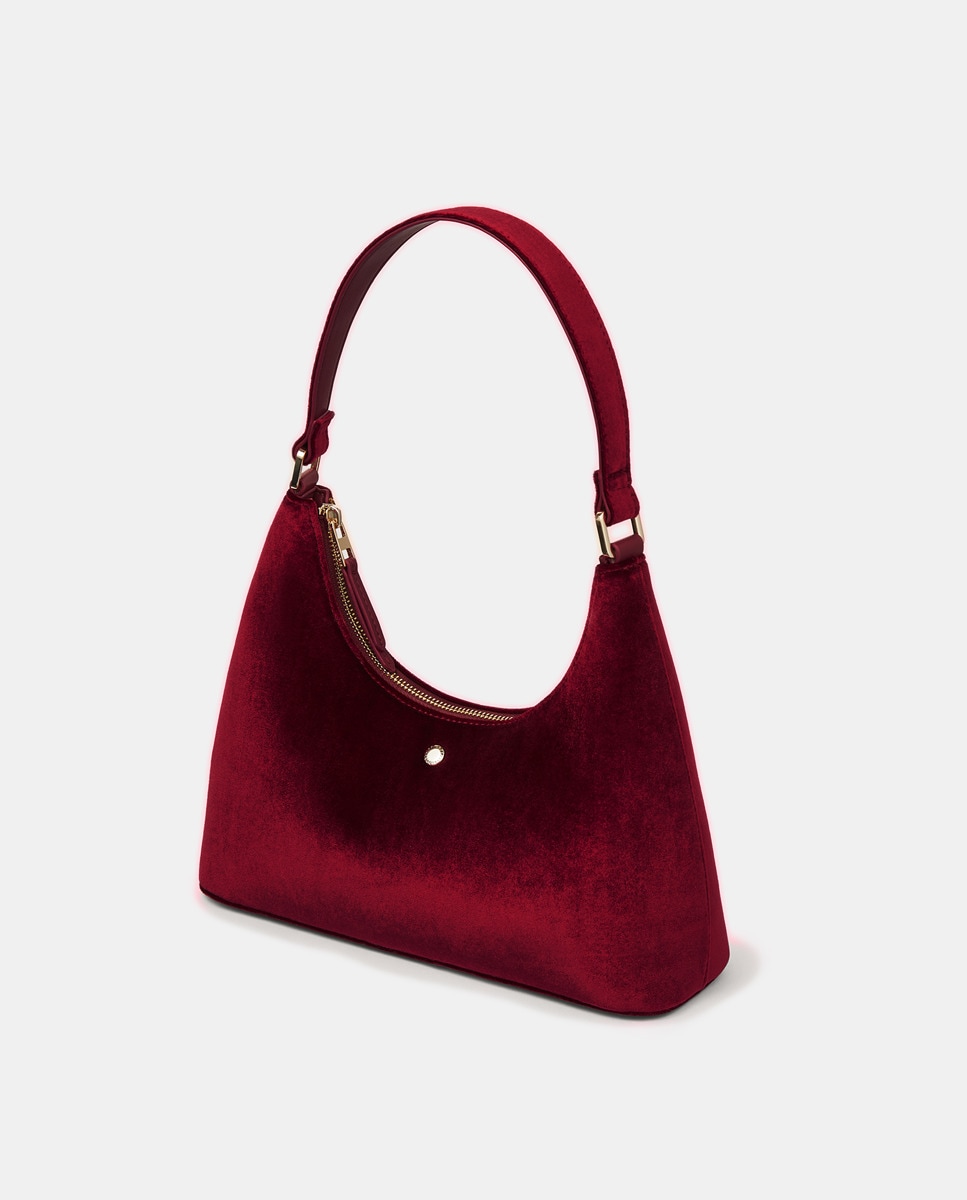 Mala Hobo Média Vega com Lantejoulas - Preto Fúcsia-2