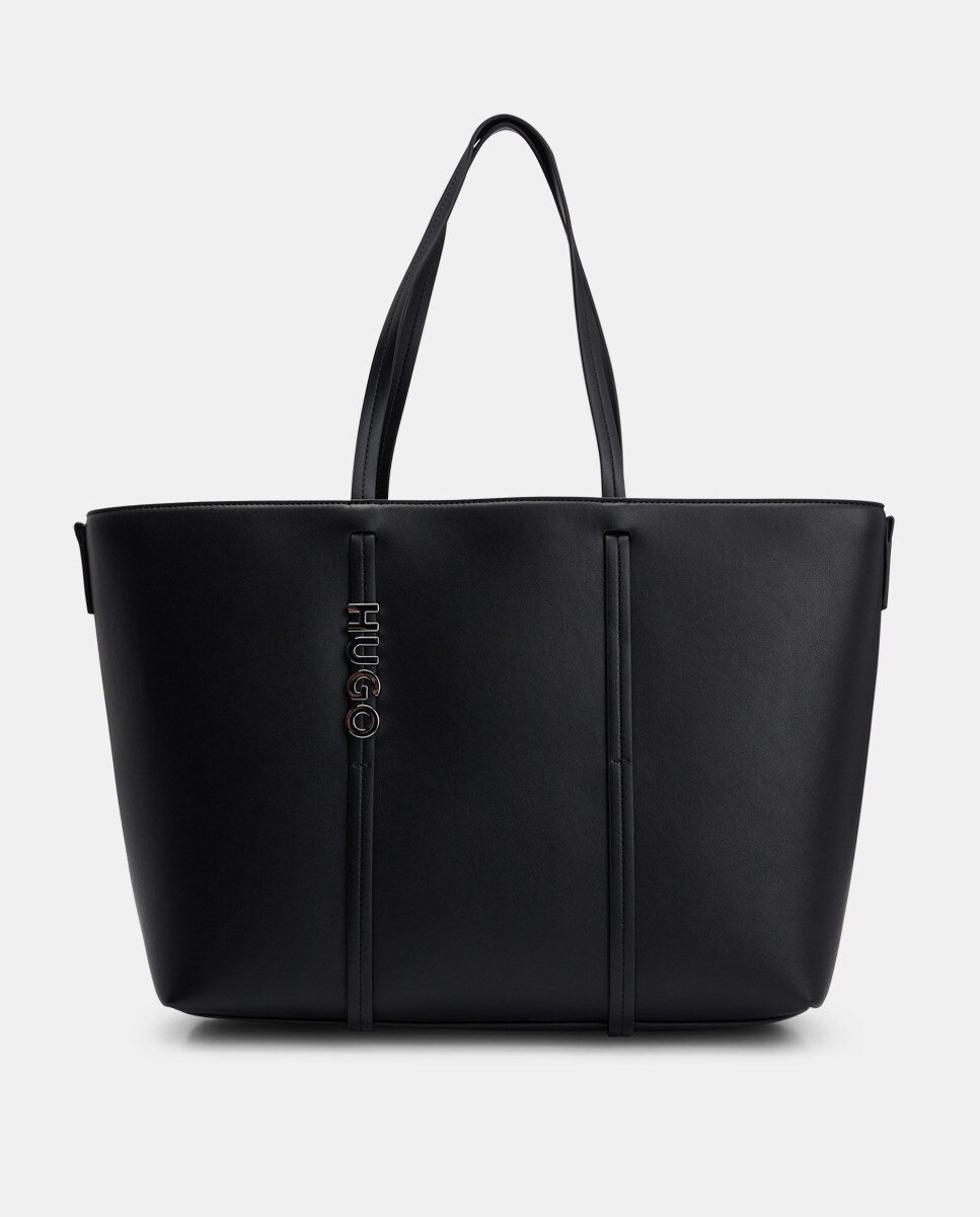 Sac cabas uni à double anse et logo métallique