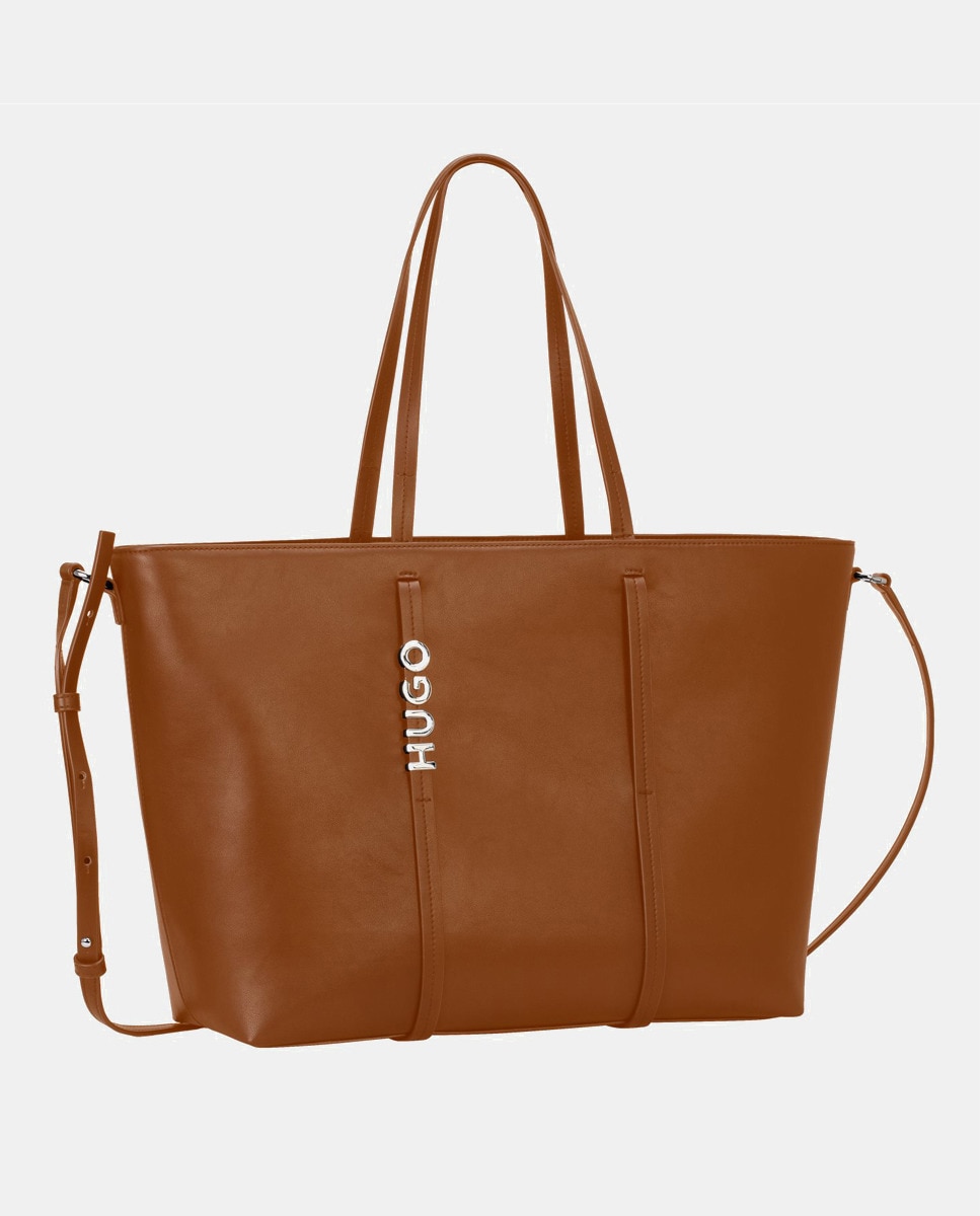 Sac cabas uni à double anse et logo métallique