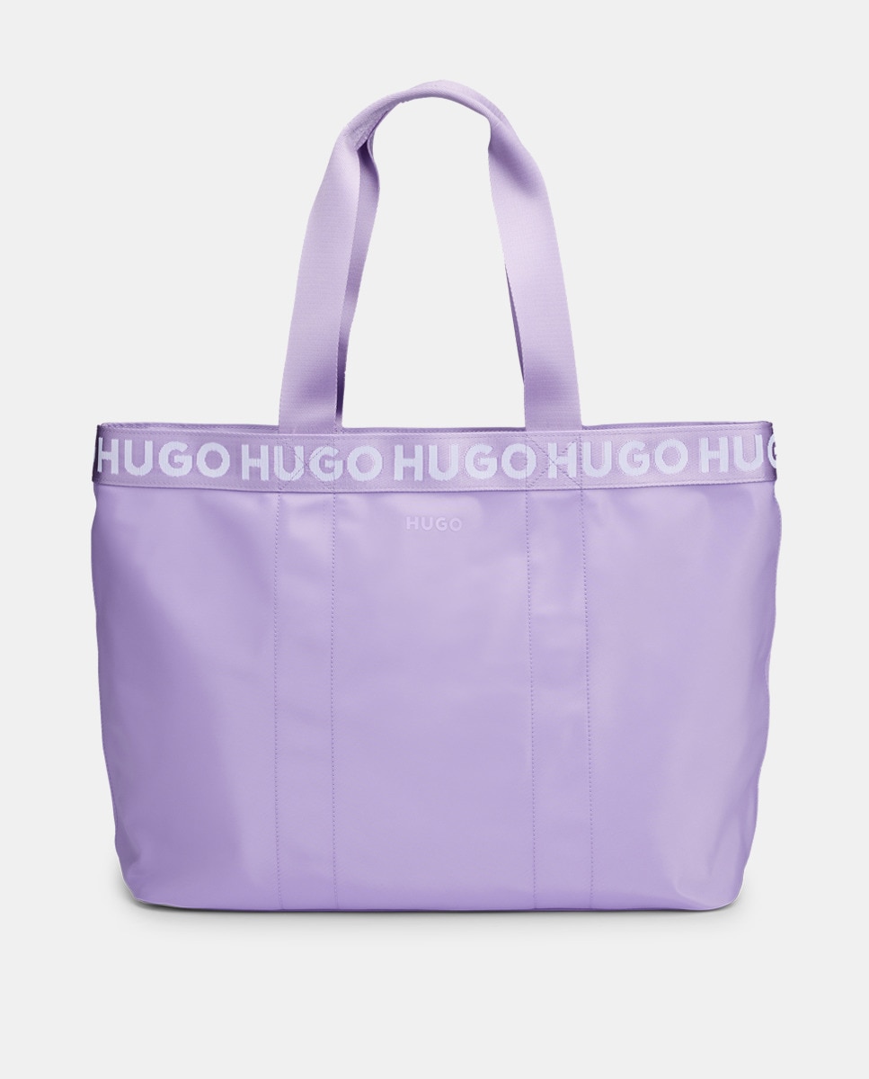 Sac cabas en matière recyclée lilas avec logo contrastant