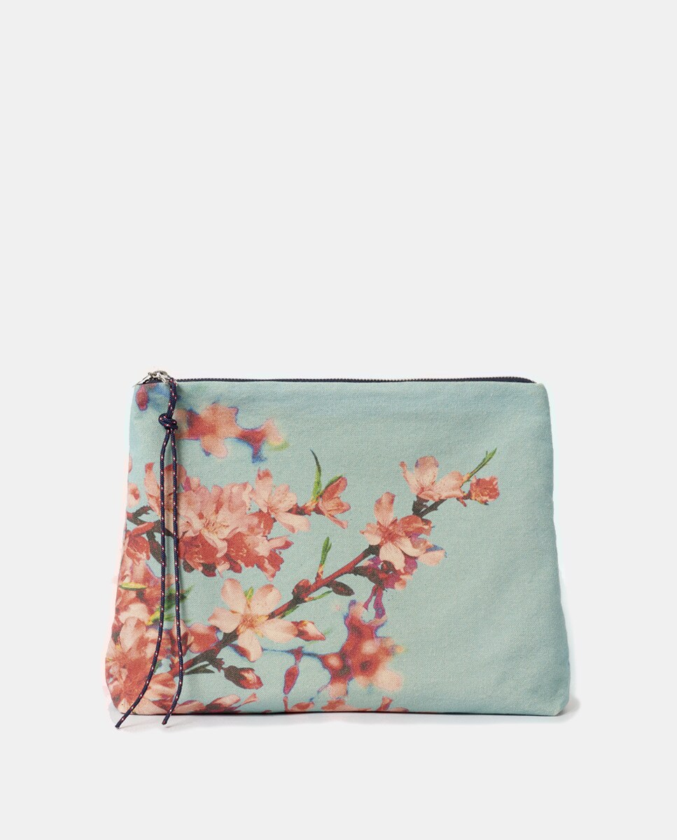 Grand sac pouch Cherry Blue zippé à imprimé