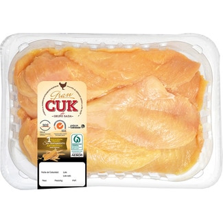 filetes de pechuga de pollo certificado criado con alimentación vegetal peso aproximado bandeja 450 g - Gran Cuk
