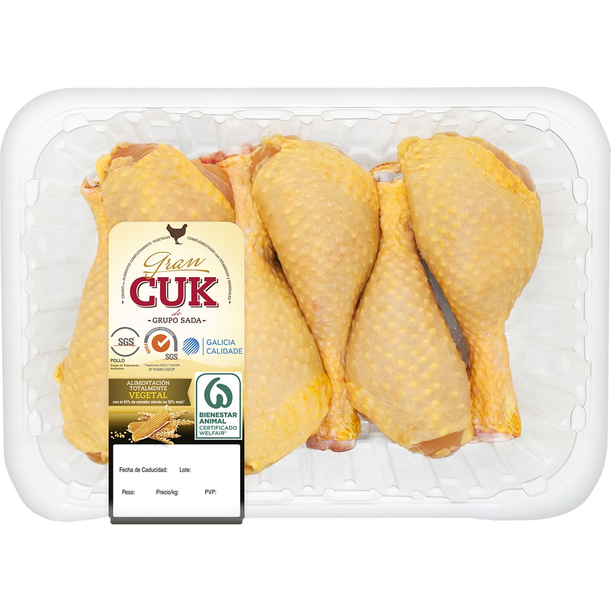 jamoncitos de pollo certificado criado con alimentación vegetal bandeja 550 g peso aproximado