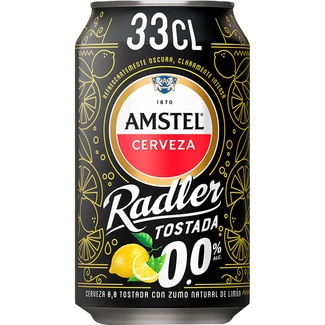 Radler cerveza tostada sin alcohol con zumo natural de limón lata 33 cl - Amstel 0,0